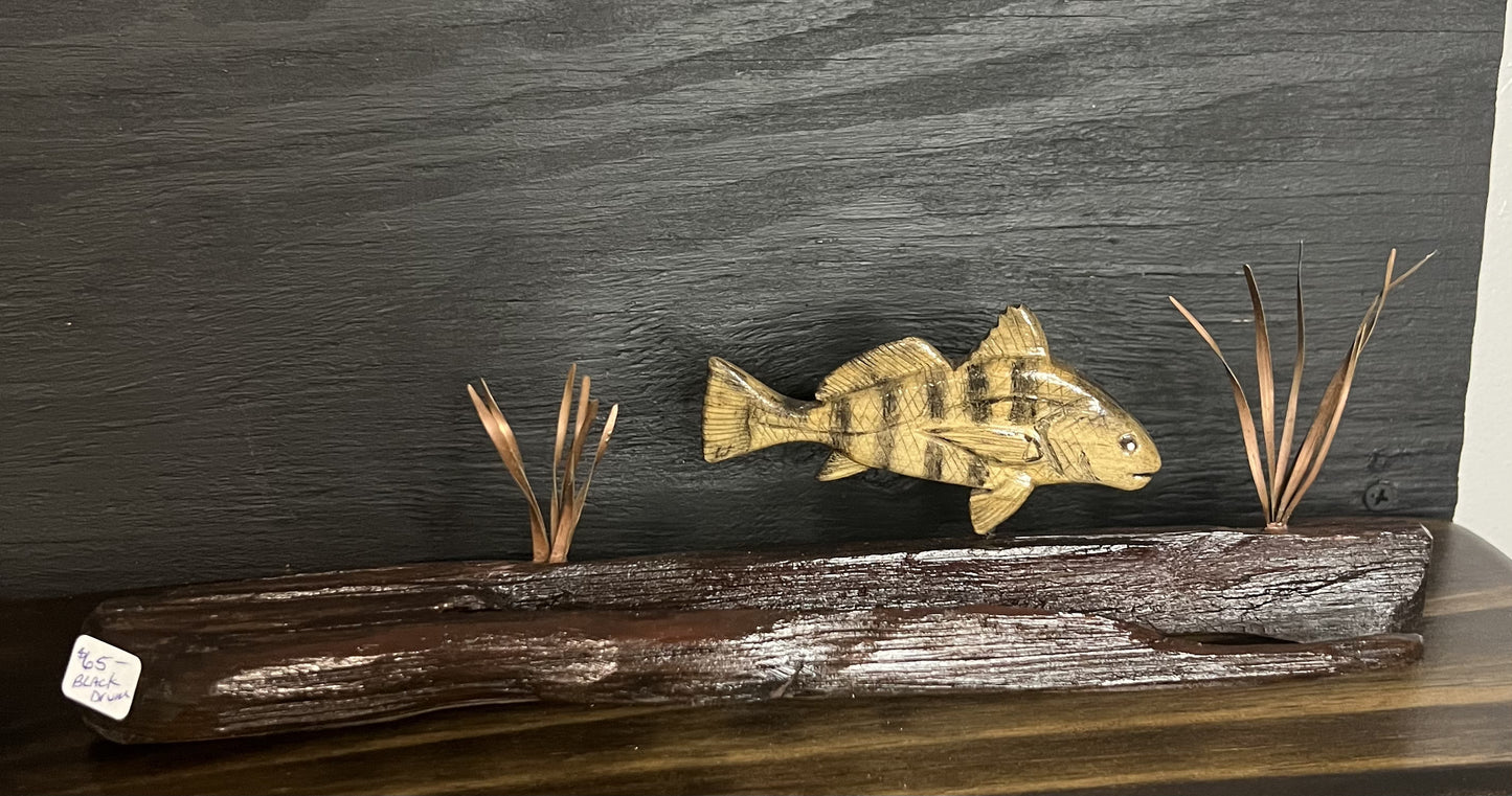 Hand Carved Miniature Black-Drum