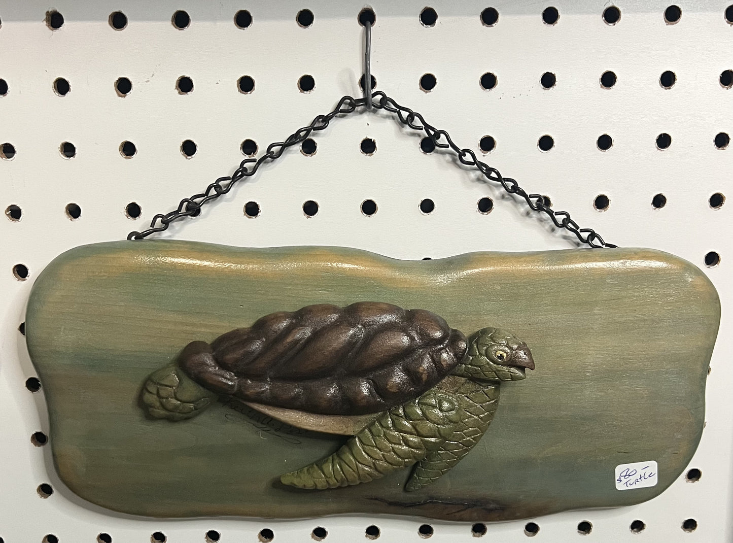 Hand Carved Wooden Turtle Sign #2