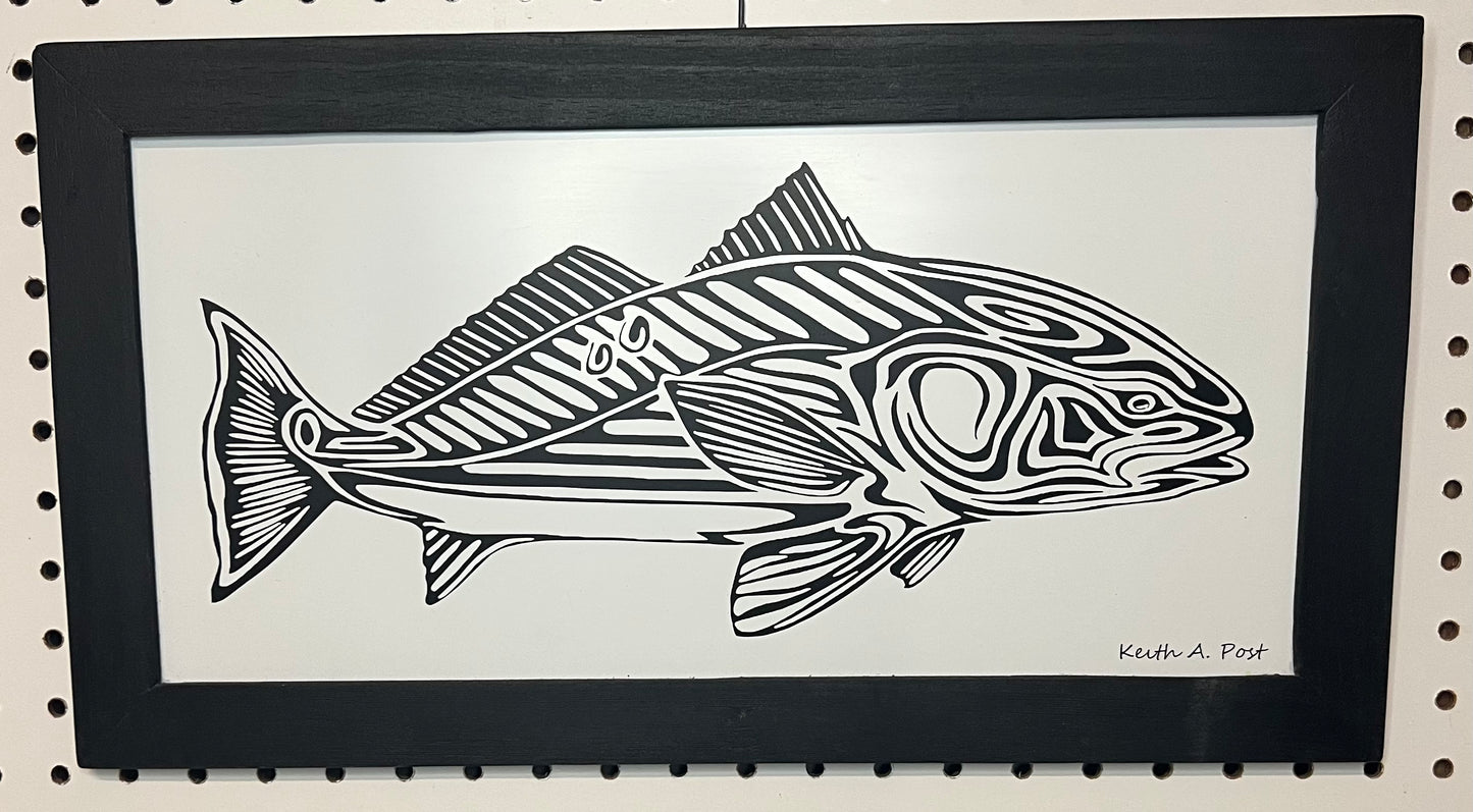 Framed Redfish 8"x16"in