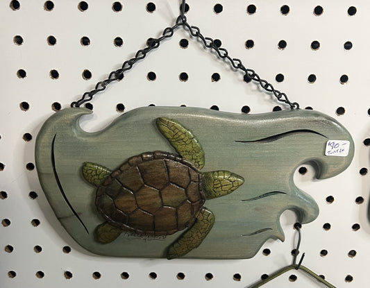 Hand Carved Wooden Turtle sign #1