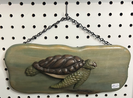 Hand Carved Wooden Turtle Sign #2
