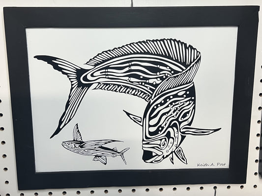 Framed Mahi Mahi 10"x12"in