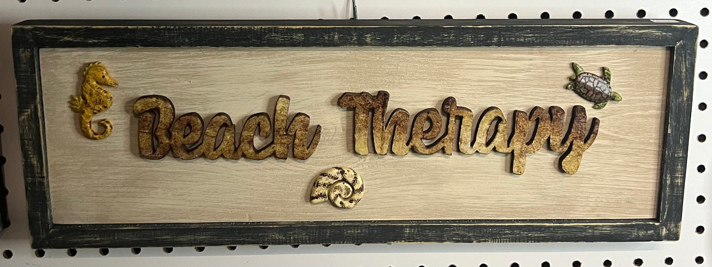 "Beach Therapy" wood sign